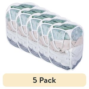 Cesto a scomparsa in rete pieghevole (confezione da 5) bianco contiene 2 carichi-per l'organizzazione della lavanderia - Product Image 1