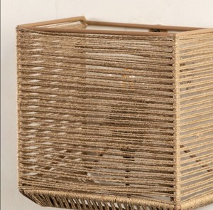 Woven Wall <b>Sconce</b> <b>Light</b> | Cube Rattan Iron Wall Lamp | Modern Contemporary LED E27 Hotel Decorative Wall Lighting Fixture - Product Image 2