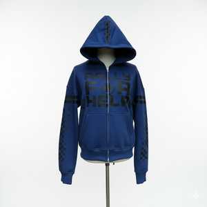 Sweat-shirt à capuche zippé imprimé bleu pour homme, streetwear, coupe ample, en molleton de coton, plusieurs couleurs - Product Image 1