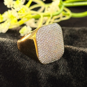 Round Brilliant Cut Moissanite Diamond Hip Hop Engagement <b>Ring</b> 925 Sterling <b>Silver</b> Platinum Plated Iced Out <b>Mens</b> Custom Jewelry - Product Image 1