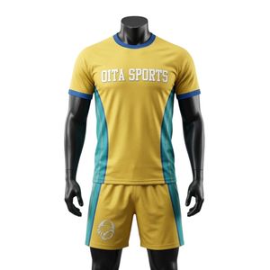 Ensemble short et maillot de netball sublimé jaune turquoise pour homme, respirant, séchage rapide, en polyester, tenue de sport athlétique pour match et entraînement - Product Image 1