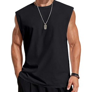 Customized Trendy Washed Retro Sleeveless T-shirt <b>Vest</b> for Men in Summer, Loose Fitting Shoulder T-shirt - Product Image 1