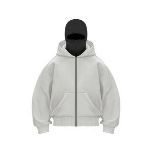 Sudadera con Capucha Blanca para Hombre, con Cierre, Estilo Casual, Tejida en Algodón, con Bolsillo, Corte Regular, para Otoño - Product Image 5