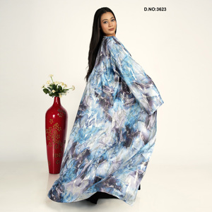 Abaya de qualité supérieure en satin jacquard avec dupatta en mousseline et hijab assorti, idéale pour les mariages et les occasions festives - Product Image 3