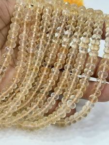 Cuentas facetadas de cuarzo citrino natural AAA, forma rondel, 8 mm, hilo de 8 pulgadas - Product Image 4