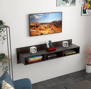 Mueble de TV de Madera para Montar en la Pared, Soporte para Decodificador/Armario para TV con Estantes para Libros y Unidad de Exhibición Decorativa - Product Image 3