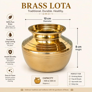 Kalash en laiton traditionnel, pot à eau décoratif pour la Pooja, récipient hindou pour la prière au temple, à la maison, à l'autel, pour les mariages et les cultes - Product Image 3