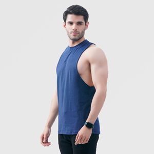 Débardeur sans manches bleu marine pour homme, col rond, tricoté, uni, décontracté, pour l'entraînement, la salle de sport, le quotidien - Product Image 3