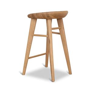 Chaise de bar moderne en teck, tabouret de bar minimaliste en bois massif pour îlot de cuisine, restaurant, café, fournisseur de meubles pour la maison - Product Image 5