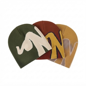 Bonnet Jacquard Streetwear OEM avec Logo Tissé Personnalisé, Bonnet d'Hiver en Acrylique Doux à Revers pour Unisexe, Vente en Gros - Product Image 1