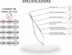 Tijeras Profesionales de Acero Inoxidable con Hoja Curva y Microresorte para la Eliminación Precisa de Cutículas, Serie Experta para el Cuidado de Cejas - Product Image 3