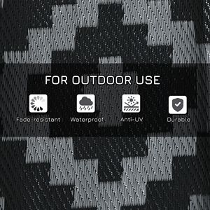 Tappeto da Esterno Geometrico Nero e Grigio 8x10 Portatile, Tappetino Reversibile per Patio con Borsa per il Trasporto, Ideale per Camper e Campeggio - Product Image 6