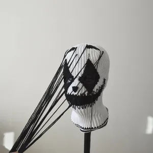 Custom Distressed Baddie Gangsta 3 Hole Crochet Ghost Ski Mask Creepy Clown Balaclava Knit Halloween Hat - Product Image 2