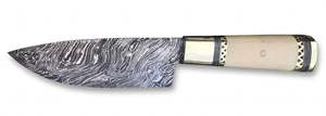 Custom Handmade Damascus Steel Japanese <b>Utility</b> <b>Knife</b> Smooth Camel Bone Handle Brass Bolster - Product Image 4