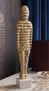 Decorative Luxury Gold and White Aluminum and Marble Base Mummy Figurine Tabletop Sculpture Table Home Decorative <b>Statue</b> - Product Image 2