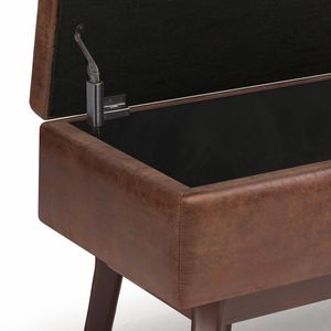 Owen <b>Small</b> Distressed Saddle Brown Rectangular Storage Ottoman <b>Stools</b> & Ottomans - Product Image 2