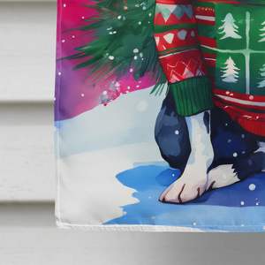 Boston Terrier noël grand drapeau pour porche décoratif cour bannière tenture murale multicolore Polyester taille maison manchon pôle - Product Image 4