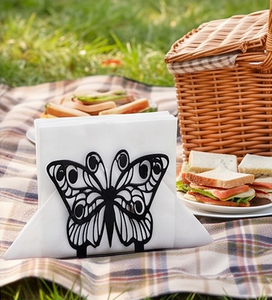 Porte-serviettes moderne en métal noir en forme de papillon, au design élégant, idéal pour le rangement des mouchoirs et la décoration élégante de la maison - Product Image 2