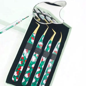 Juego de Pinzas para Extensión de Pestañas Kitty Green con Espejo en Forma de Gato, Punta Dentada de Precisión, Acero Inoxidable, 4 Piezas - Product Image 6