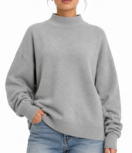 Sudadera de cuello alto con efecto desgastado para mujer, con logo personalizado, de forro polar oversize, hombros caídos, estilo streetwear, top de invierno - Product Image 5