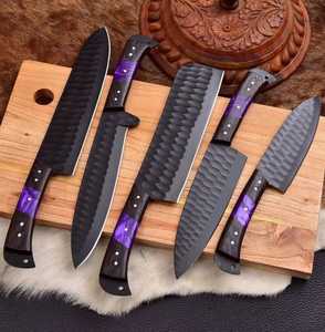 Handmade Stainless Steel <b>Knife</b> <b>Set</b> -5 Pcs Kitchen <b>Knife</b> <b>Set</b> With Leather Roll Bag With Wood & Resin Handle 100% High Quality - Product Image 4
