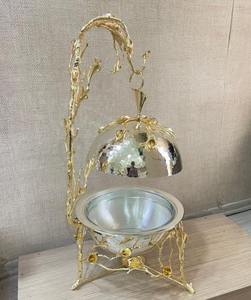 Round Chafer <b>Food</b> Warmer with Lid Gold Stainless Steel for Restaurant Use At Cheap Price - Product Image 1