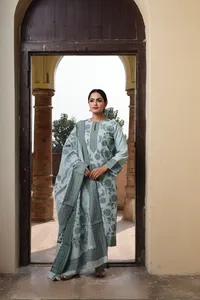 Safaa TALAH - Salwar Kameez de Algodón para Mujer, Diseño Floral Chikankari, Material de Vestido sin Coser, Ropa Casual Tradicional India y Pakistaní - Product Image 5