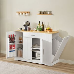 Isole da Cucina con Design Moderno Stile Fattoria 53.2"W x L, con Cassetti e Contenitore per Rifiuti, Carrelli da Cucina - Product Image 3