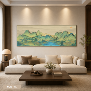 Peinture murale de paysage en soie de haute qualité, œuvre d'art élégante faite à la main, décoration intérieure, OEM ODM, usine du Vietnam - Product Image 5