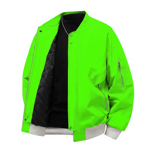 <b>Men's</b> <b>White</b> Coated Streetwear <b>Jacket</b> Stand Collar Zipper Windproof Casual Autumn Wear Loose Fit Solid Color Cotton Lining - Product Image 3