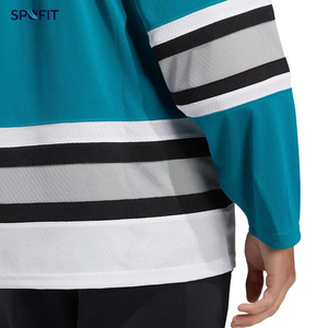 Maillot de hockey sur glace à col en V, manches longues, logo brodé personnalisé, vêtements d'équipe de hockey, maillots, 100% polyester - Product Image 5
