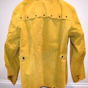 Veste de soudeur en cuir de vachette pleine fleur, résistante à l'abrasion, protection corporelle robuste, résistante au feu et à la chaleur - Product Image 3