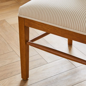 Chaise de salle à manger classique moderne en bois massif avec revêtement en tissu rayé - Product Image 4