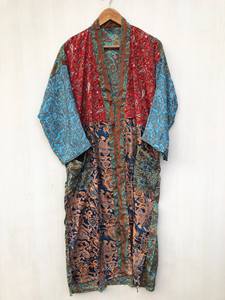 เดรสผ้าไหมพิมพ์ลายดอกไม้สไตล์โบฮีเมียนสำหรับผู้หญิง แขนยาว ปิดคลุมทั้งตัว พร้อมเข็มขัด ชุดฤดูร้อน ราคาขายส่ง - Product Image 3