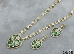 Conjunto de Collar Largo y Pendientes de Perlas Minakari Tradicionales Indios, Chapados en Oro, Elegantes y Modernos, para Mujeres y Niñas, para Bodas - Product Image 3