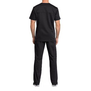 Men's Black V-Neck Scrub Set Cotton Polyester Woven Hospital Uniforms - Product Image 2