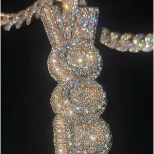 Colgantes de Hip Hop Iced Out Más Populares, Colgante Vertical con Nombre, Plata 925, Diamante Moissanita D VVS, Colgante de Letra con Moissanita - Product Image 1