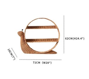 Étagère murale en rotin naturel faite à la main en forme d'escargot avec 3 niveaux pour la chambre d'enfant, la crèche et la décoration de la maison - Product Image 2