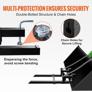 Forche per Pallet Resistenti da 900 kg, Lunghezza Totale 110 cm, Forche per Trattore con Barra Stabilizzatrice Regolabile, Accessori per Carrelli Elevatori - Product Image 5