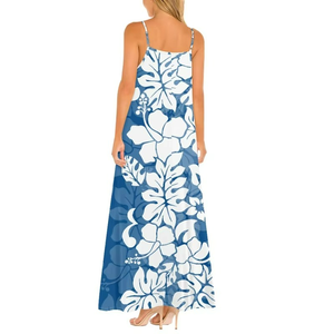 Robes amples de haute qualité à prix réduit pour femmes, élégantes robes maxi à imprimé hawaïen avec des fleurs d'hibiscus - Product Image 2