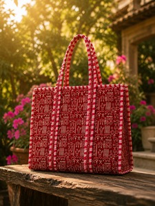 NOUVEAU sac fourre-tout en coton matelassé personnalisé JAIPUR INTERNATIONAL |   Sac de courses imprimé floral fait main |   Grand sac fourre-tout réutilisable et lavable - Product Image 3