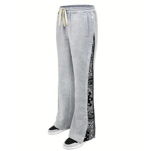 Pantalons de survêtement pour homme, style streetwear d'hiver, motif paisley, coupe ample, jambes larges, cordon de serrage, avec logo personnalisé, bas en toile - Product Image 4