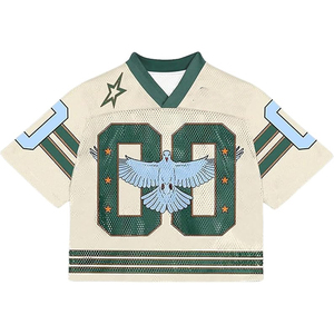 Camiseta de Fútbol Corta de Alta Calidad para Hombre y Mujer, Malla de Poliéster, Estilo Retro, Holgada, Urbana, para Verano - Product Image 1