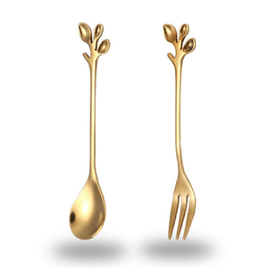 Ensemble de couverts de service en acier inoxydable poli miroir, forme géométrique à facettes, design moderne, cuillère et fourchette en métal pour salade - Product Image 2