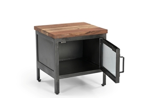 Table de chevet industrielle avec porte en verre cannelé - Product Image 3