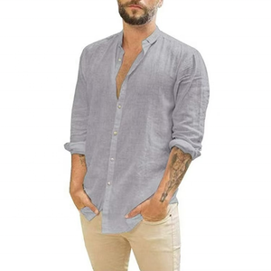 Camisa de Lino de Manga Larga para Hombre, Transpirable, de Color Sólido, Nueva, Venta Caliente 2026 - Product Image 3