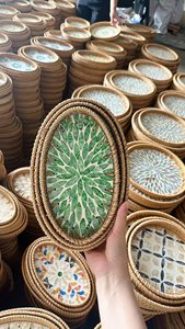 Plateau en rotin et nacre en fibres naturelles pour la décoration intérieure, le rangement et la présentation sur table – Vietnam - Product Image 3