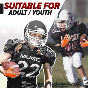 Nouveauté : Gants de football américain unisexes durables avec logo personnalisé, antidérapants, à doigts entiers, avec sangle de poignet réglable et poignées pour une meilleure adhérence. - Product Image 5