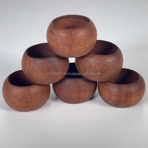 Ensemble rond de serviette en bois classique pour décoration de table à manger traditionnelle conceptions de style vintage rustique de ferme - Product Image 6