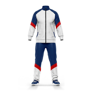 Survêtement unisexe noir, rouge et blanc, imprimé uni, respirant, en polaire, fermeture éclair intégrale, col montant, style sportif, vêtements d'hiver pour adultes - Product Image 4
